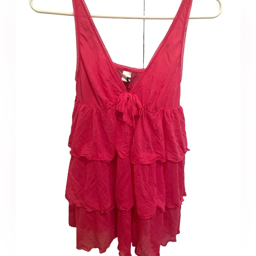 Victoria’s Secret Y2K Pink Layered Ruffle babydoll Sleep or dress Tank small